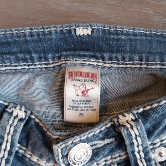 TRUE RELIGION White Stitching Straight Leg Jeans - Picture 2 of 8